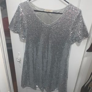 Silver sequin mini dress